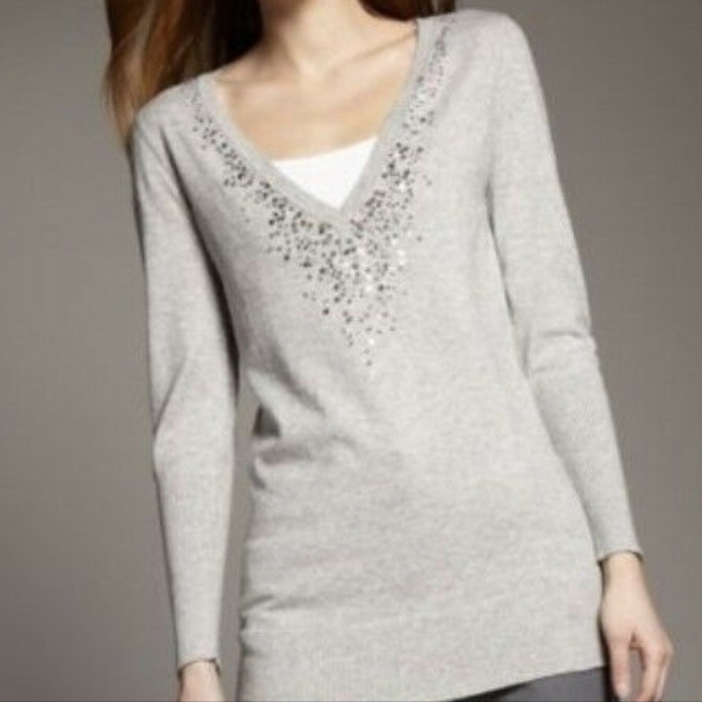 Eileen Fisher Gray Organic Cotton and Cashmere Sweater